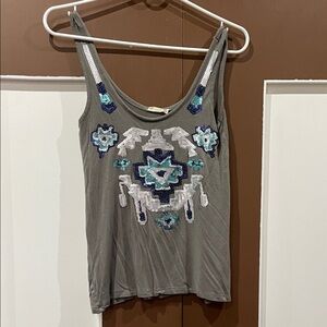 Gray Embellished Tank Top